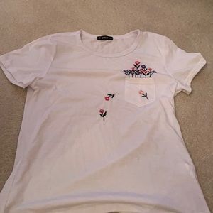 SHEIN Tee with Embroidered Flowers